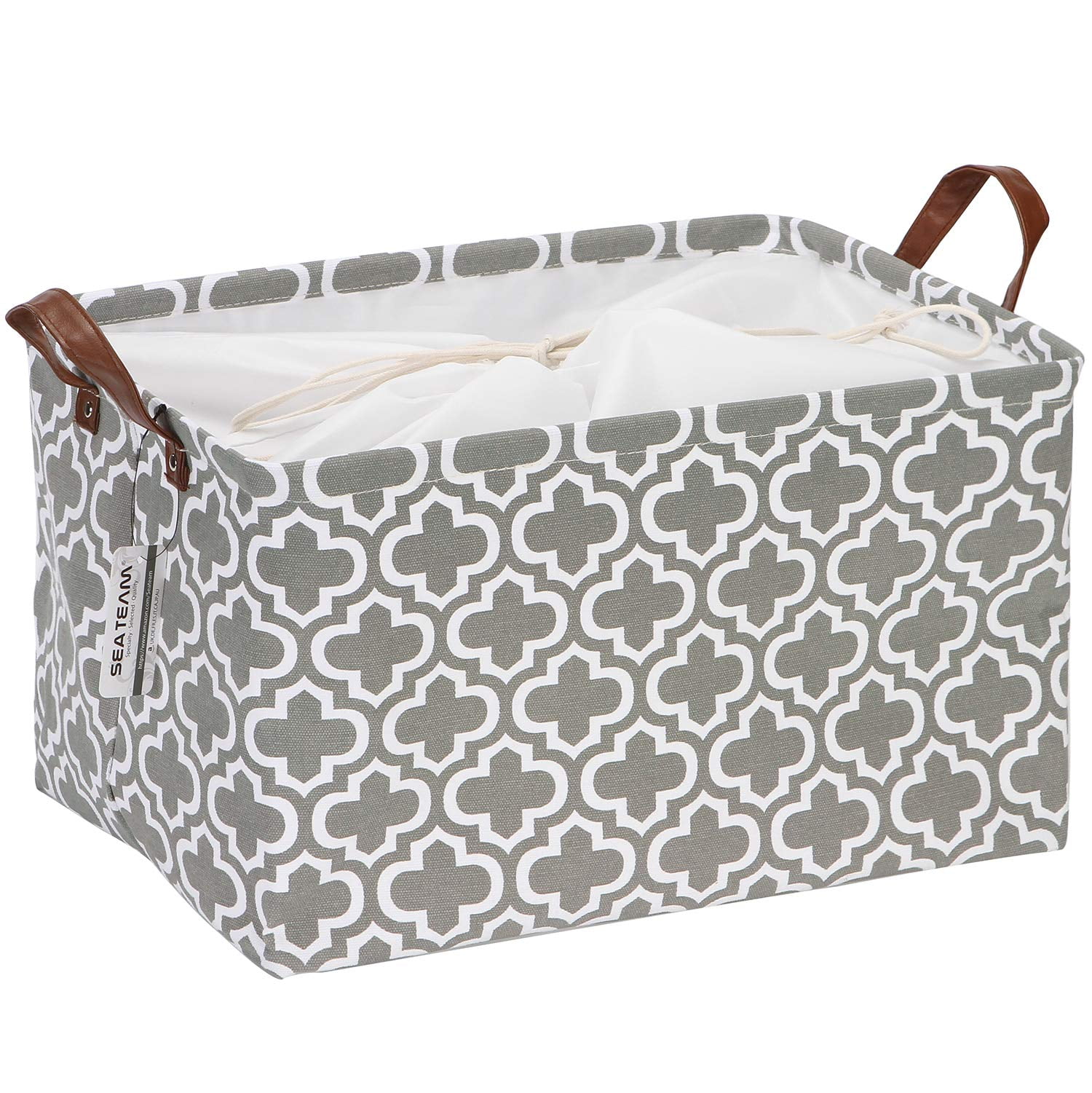 Sea Team Moroccan Quatrefoil Pattern Canvas Fabric Storage Basket