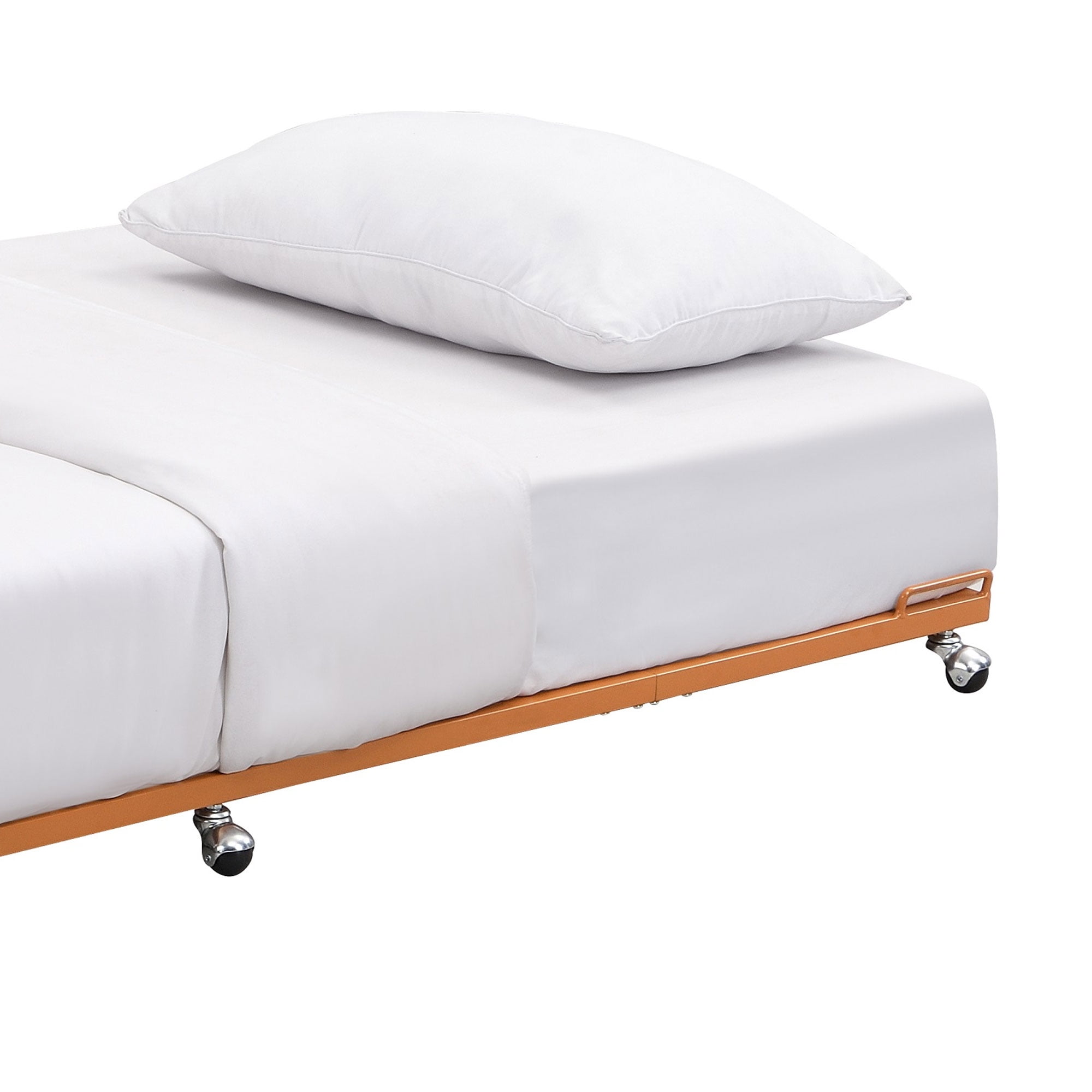 Kings Brand Furniture Moley Twin Size Metal Trundle - Roll Out Bed Frame (Honey Ginger)