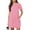 Pink, variant on ZZwxWA Casual Dresses for Women Plus Size Crew Neck Mini Dress Summer Basic Solid Short Sleeve Midi Dress with Pockets