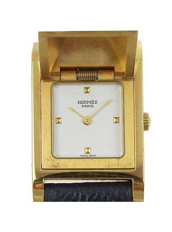 Pre-Owned Hermes HERMES Medor X engraved white dial quartz watch battery 23mm... (Good)