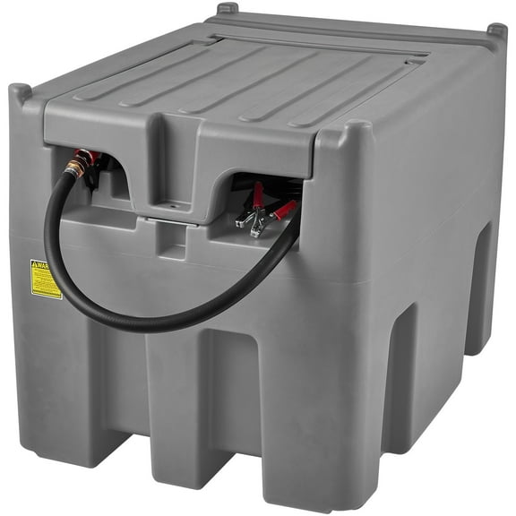KFFKFF Mobile Diesel Container, 116 Gal & 10 GPM, Includes 12V Pump & 13.1ft Hose, PE Fuel Storage for Smooth Transport, Gray