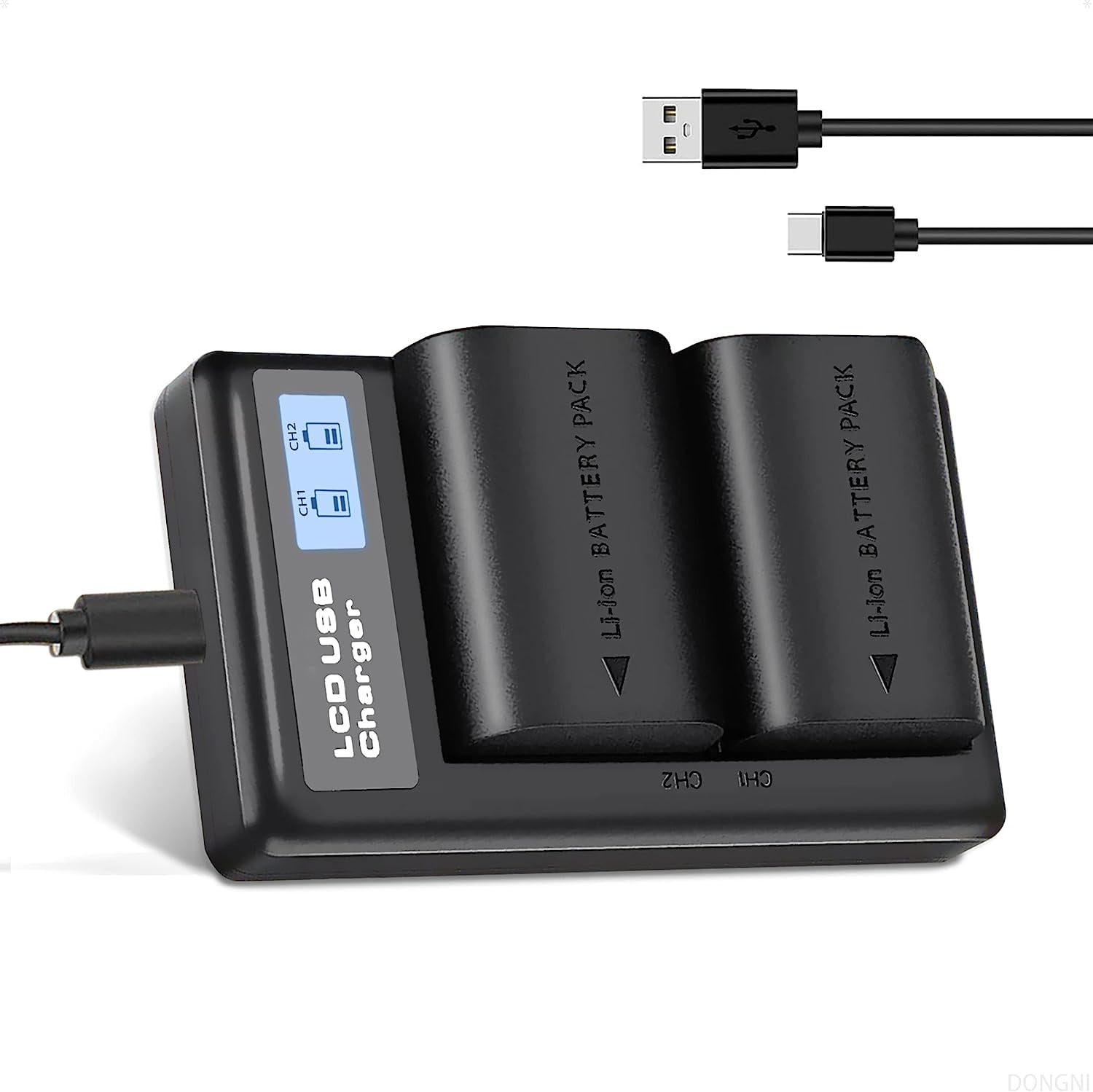 2Pack LPE6NH 2950mAh Batteries and Dual Charger for Canon EOS R R5 R6
