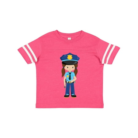 

Inktastic Police Girl Police Officer Cop Brown Hair Gift Toddler Toddler Girl T-Shirt