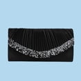thumbnail image 4 of Black Glitter Clutch for Women, Evening Purse with Detachable Chain, Pleated Sparkly Clutch Bag for Wedding Party Prom Crossbody,Size Free Size, 4 of 6