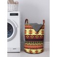 thumbnail image 3 of Tribal Laundry Bag, Traditional Arrow Triangles Flying Birds with Roses Colored Borders, Hamper Basket with Handles Drawstring Closure for Laundromats, 13" x 19", Multicolor, by Ambesonne, 3 of 4