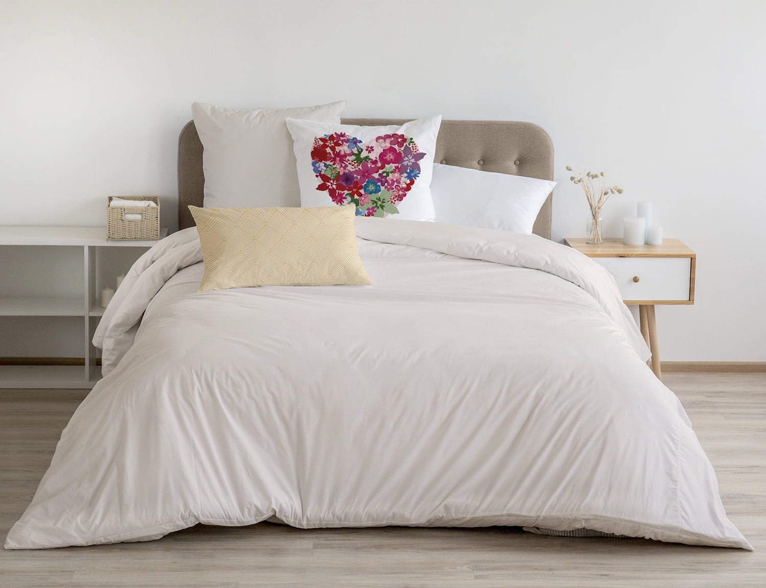 18" x 18" Simply Daisy Flowery Heart Polyester Accent Pillow, Pink Qty 1