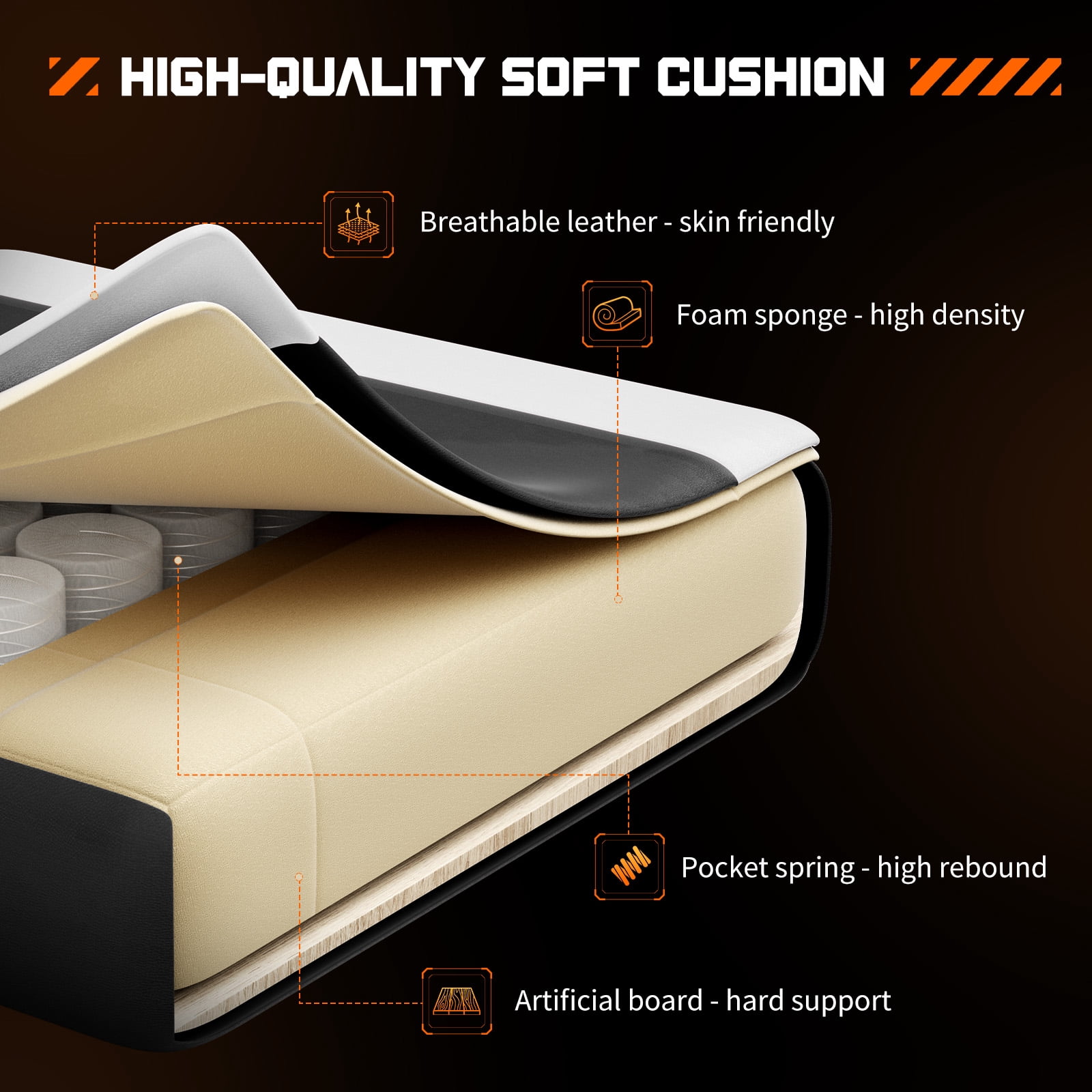 Gaming Chair, Ergonomic Computer Chair with Footrest, Lumbar Support, Headrest, Comfy Seating with thicken cushion, Black