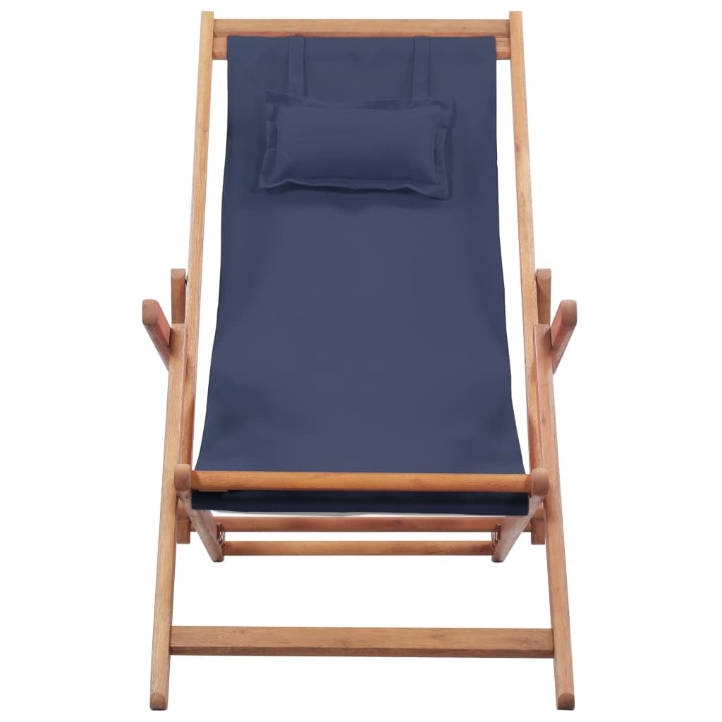 Folding Beach Chair with Pillow, Outdoor Wood Frame Seat Lounge, Patio Portable Lounge Chair-Blue Folding Beach Chair with Pillow, Outdoor Wood Frame Seat Lounge, Patio Portable Lounge Chair-Blue
