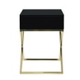 thumbnail image 4 of Jakob Black/Chrome Sidetable/Nighstand - Square Lacquer-Finish Chrome, X-Metal Legs, 4 of 9