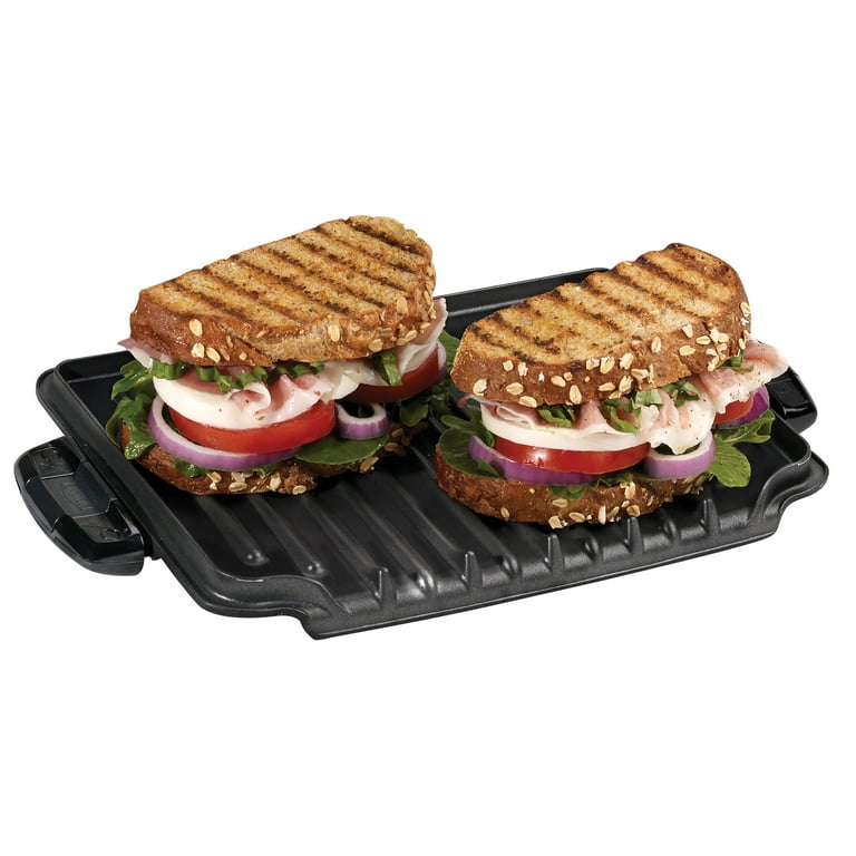 Buy George Foreman GRP0004B Plate and Panini Grill, 6 in W Cooking Surface,  12 in D Cooking Surface, 1000 W, 120 V, Black Black