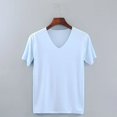 thumbnail image 3 of Camisetas de verano 2024 para hombre, camisetas casuales lisas, camisetas con cuello en V, ropa básica sin costuras, camiseta cómoda de manga corta, ropa interior, 3 of 5