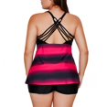 thumbnail image 1 of Qqdd Maillots de Bain pour Femmes Bikini Rayé Croisé Taille Haute Rouge XXX Large, 1 of 1