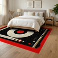 thumbnail image 3 of ODIKA 6'x9' Washable Area Rug Disc Record Vinyl Retro Motif Turntable Phonograph Shaped Music for Queen Size Bedroom, Under Bed, Master Suite, Easy Care, Non-Shedding, 3 of 7