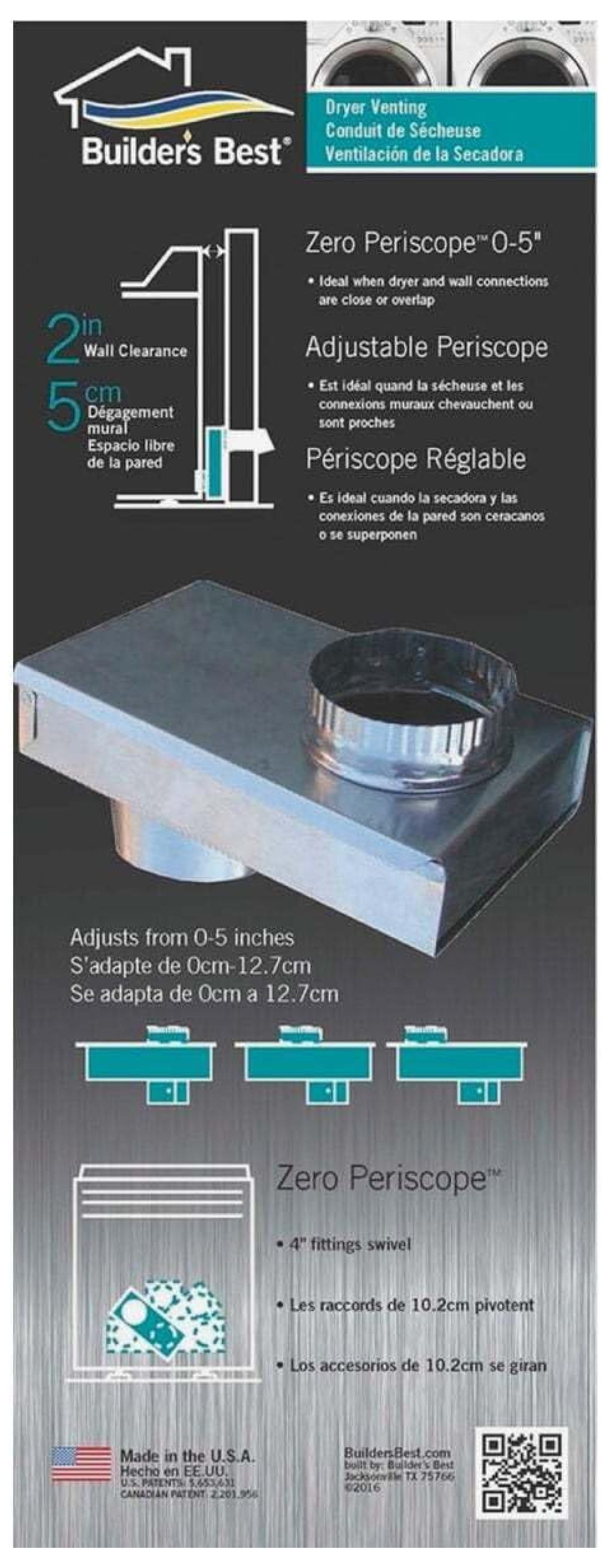 Builders Best 010175 Dryer Vent Periscope
