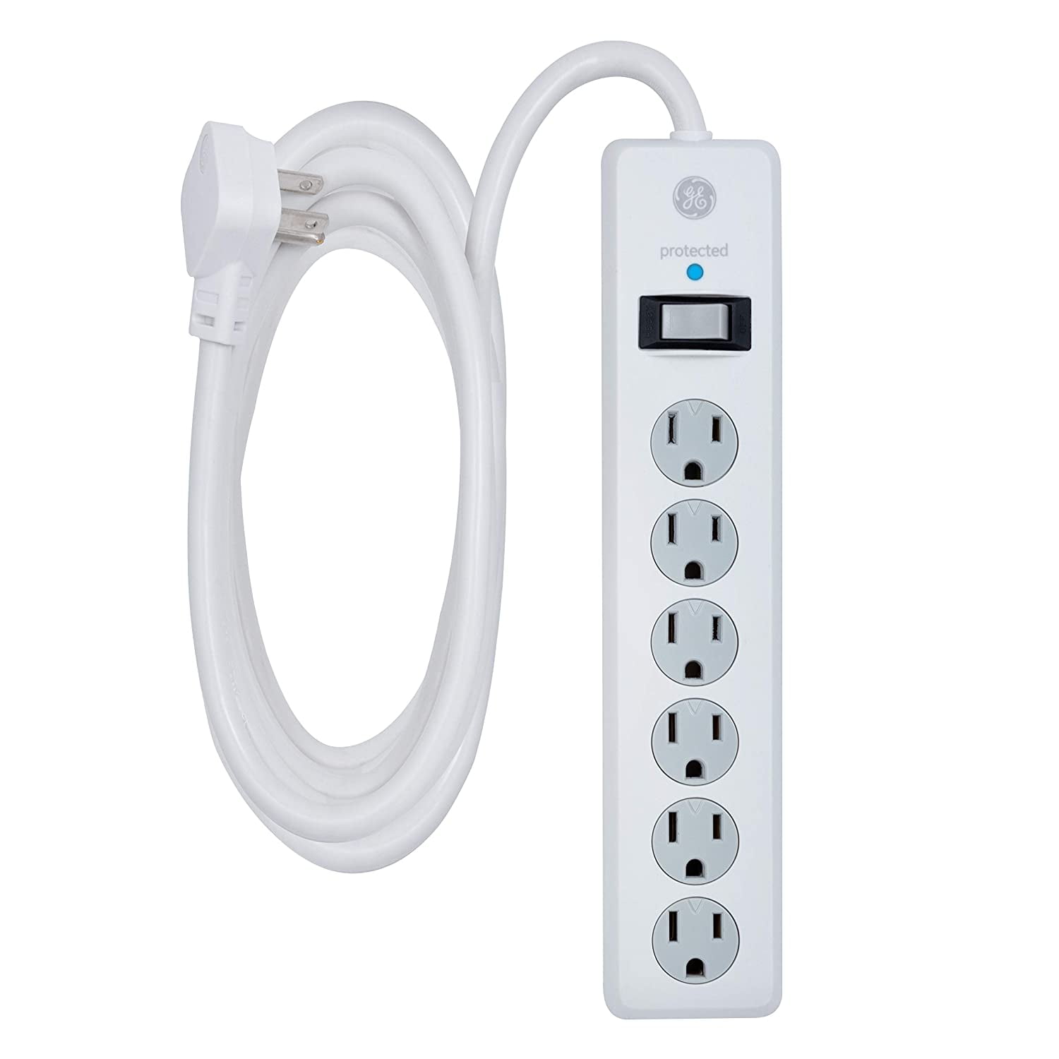 GE 6 Outlet Surge Protector, 10 Ft Extension Cord, Power Strip, 800