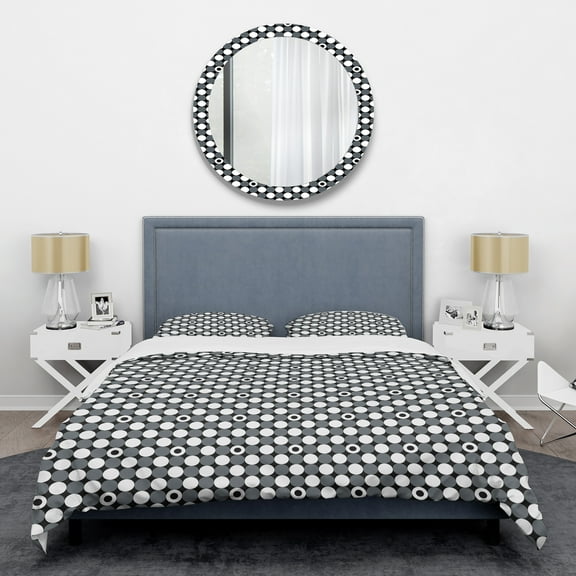 Designart 'Monochrome Geometric Pattern XIV' Mid-Century Modern Duvet Cover Set