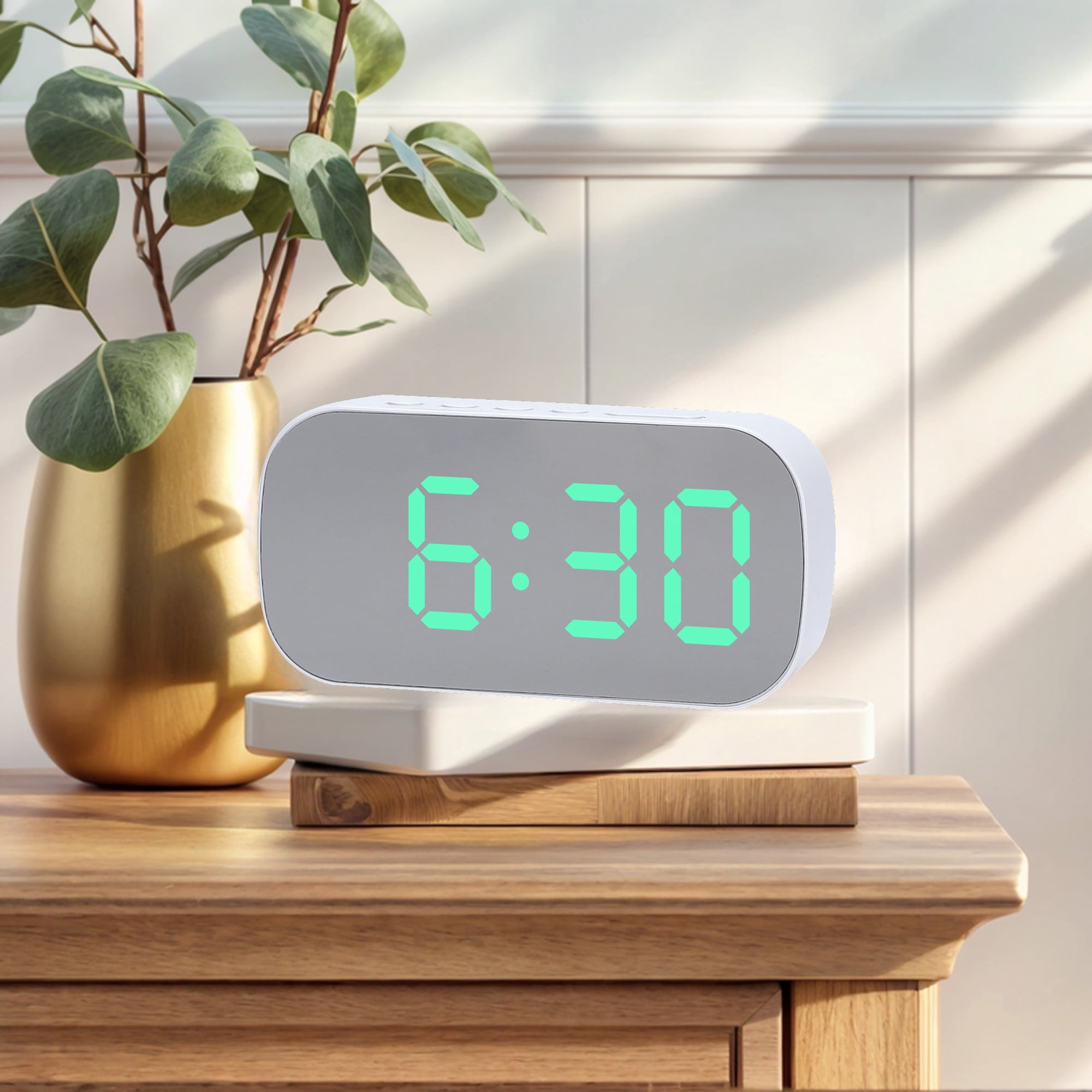 Unique Bargains 2 Pcs Oval Alarm Clock Snooze 5.1 x 2.6 x 1.4 in White Green/White Pink