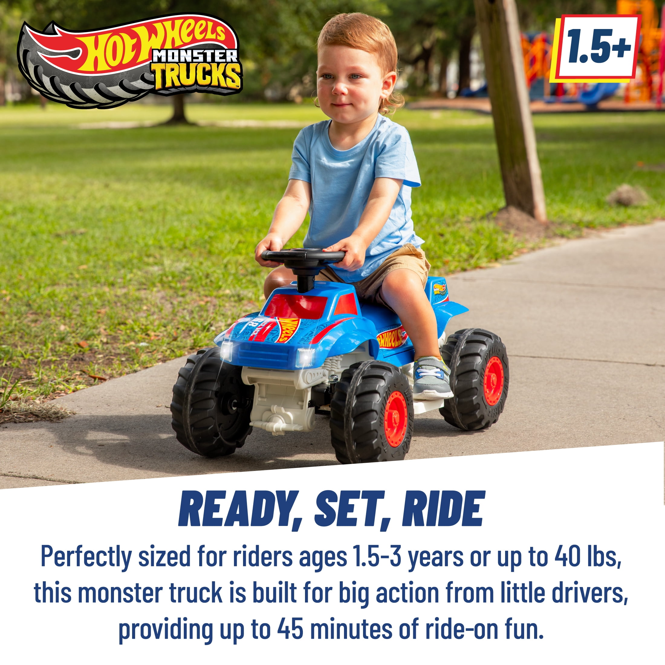 Dynacraft Hot Wheels Monster Truck 6V Ride-On, Blue/Red, Ages 1.5-3 Years, 1 Count