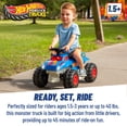 thumbnail image 6 of Hot Wheels 6V Monster Truck Ride-On for Toddlers, Blue/Red, Electric, Ages 1.5-3 Years, Max Speed 2 MPH, 6 of 12