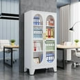thumbnail image 5 of Erosoei 61.02"H Metal Display Storage Cabinet with Glass Doors and Adjustable Shelves White, 5 of 6