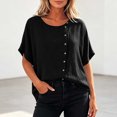 thumbnail image 5 of GUACER Women's Button-Down Tops Short Sleeve Casual Blouse Cotton Linen Trendy Loose Fit Shirts, 5 of 9