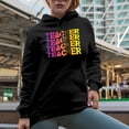 thumbnail image 2 of Teacher, School or Teaching Themed, Groovy Retro Wavy Text Merch Gift, Black Hooded Sweatshirt or Hoodie, Large, 2 of 5