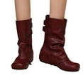 thumbnail image 6 of Women Fall Slouchy Fold Over Tall Boots Motorcycle Hidden Zipper Fashion Platform Square Toe, 6 of 8