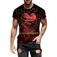 thumbnail image 2 of Men's Valentine's Day T-Shirt Short Sleeve Round Neck Graphic Print Casual Pullover Tee Wine XL, 2 of 5
