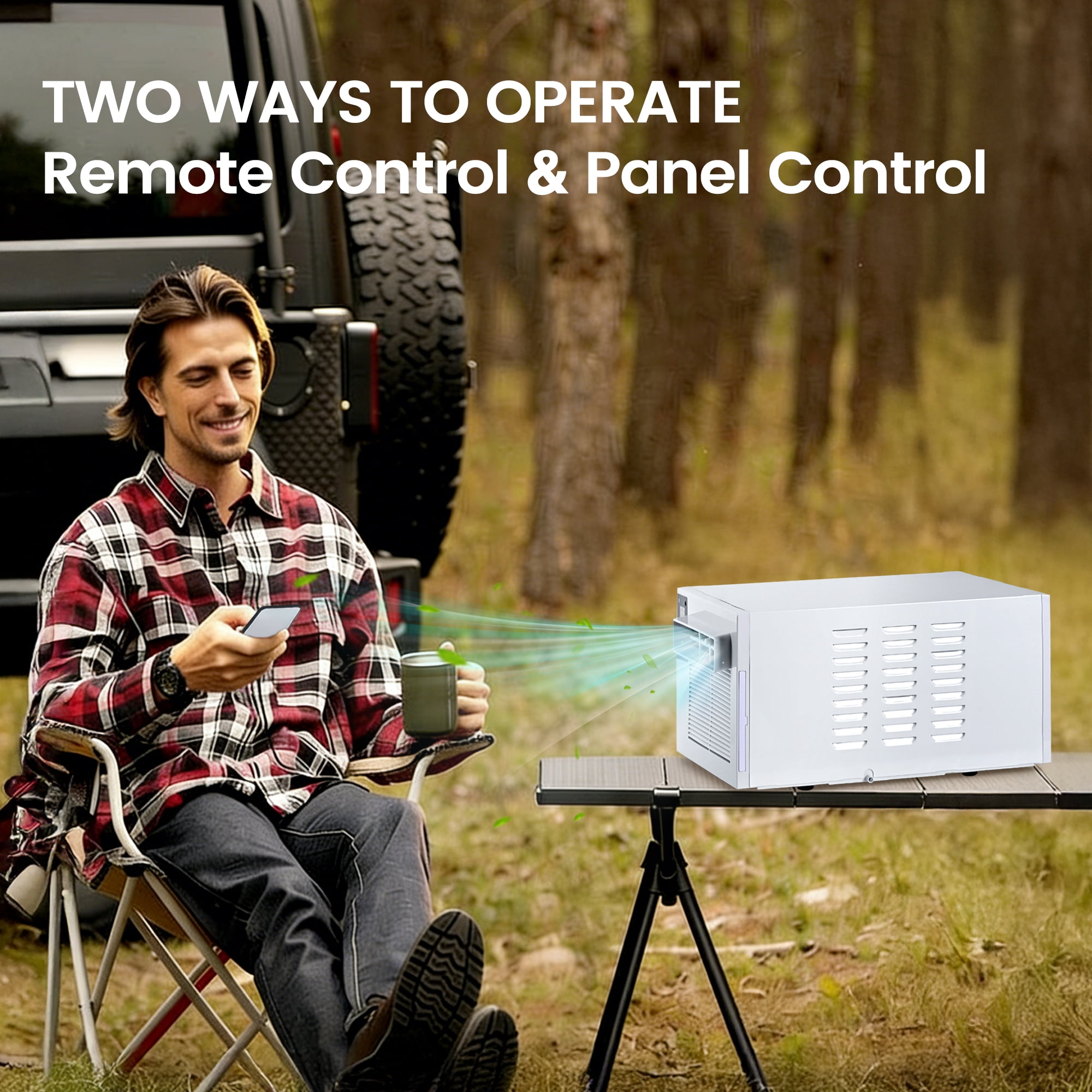 2300 BTU Portable Air Conditioner Cools with Remote, 45 sq.ft. with Dehumidifier in White for Tent, Camping, RV, 50 dBA