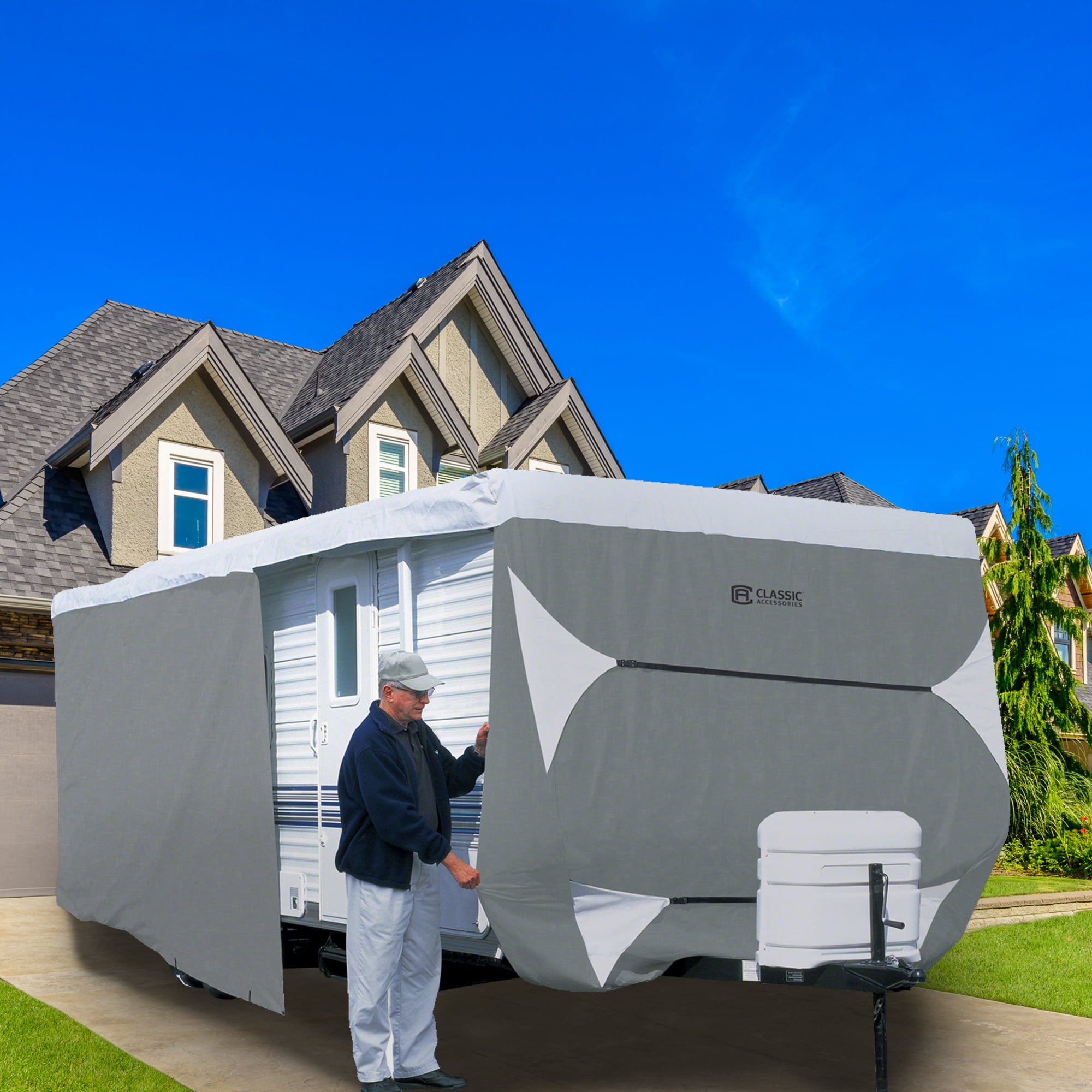 Classic Accessories Over Drive PolyPRO™3 Deluxe Travel Trailer Cover or Toy Hauler Cover, Fits 38' - 40' RVs