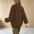 thumbnail image 6 of Tqcoqu Women's Solid Crew Neck Pullover Sweatshirt,Fake Two Piece Ruffle Flounce Cuff Long Sleeve Loose Casual Tops For Fall Winter,Brown Women's S-XXL, 6 of 6