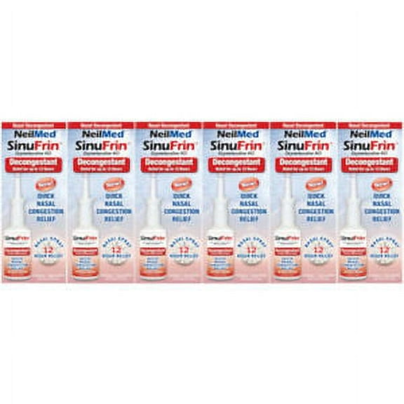 6 Pack - NeilMed SinuFrin Nasal Decongestant Spray 15mL (0.5fl oz) Each