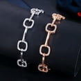 thumbnail image 2 of Geometric Square CZ Link Chain Bracelet for Fiancee Chic Engagement Jewelry Gift, 2 of 9