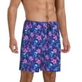 thumbnail image 2 of Kdxio Blue Skull Leaf Print Mens Sleep Shorts Bottoms Soft Comfy Pajama Wear Pants with Drawstring Pockets, 2 of 5