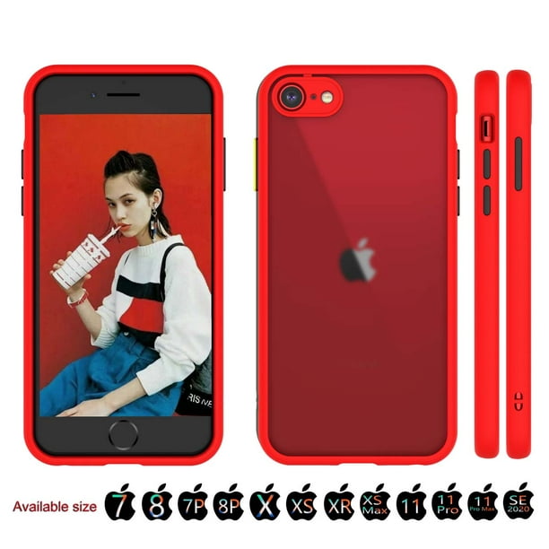 Njjex Case For Apple Iphone Se 2 Iphone 7 8 Plus Iphone Xr Xs Max Iphone 11 Pro Max Shockproof Clear Slim Case Tpu Bumper Cover Case Red Walmart Com Walmart Com
