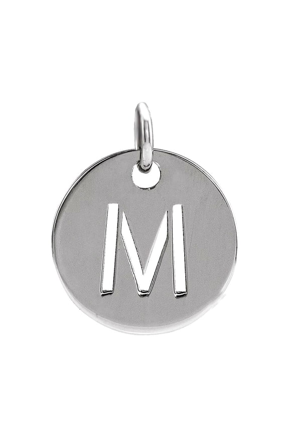 925 Sterling Silver Letter Name Personalized Monogram Initial M 10mm Polished Initial Disc Pendant Necklace Pendant for