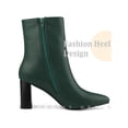 thumbnail image 3 of Unique Bargains Women's Pointed Toe Zipper Block Heels Ankle Boots, 3 of 5
