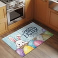 thumbnail image 3 of Rectangle Area Rug 2x3ft, Stripe Easter Eggs Cute Rabbits Non-Shedding Washable Area Rug, Vintage Blue Wood Board Non Slip Low-Profile Rugs for Living Room, Bedroom Dining Room, 3 of 9