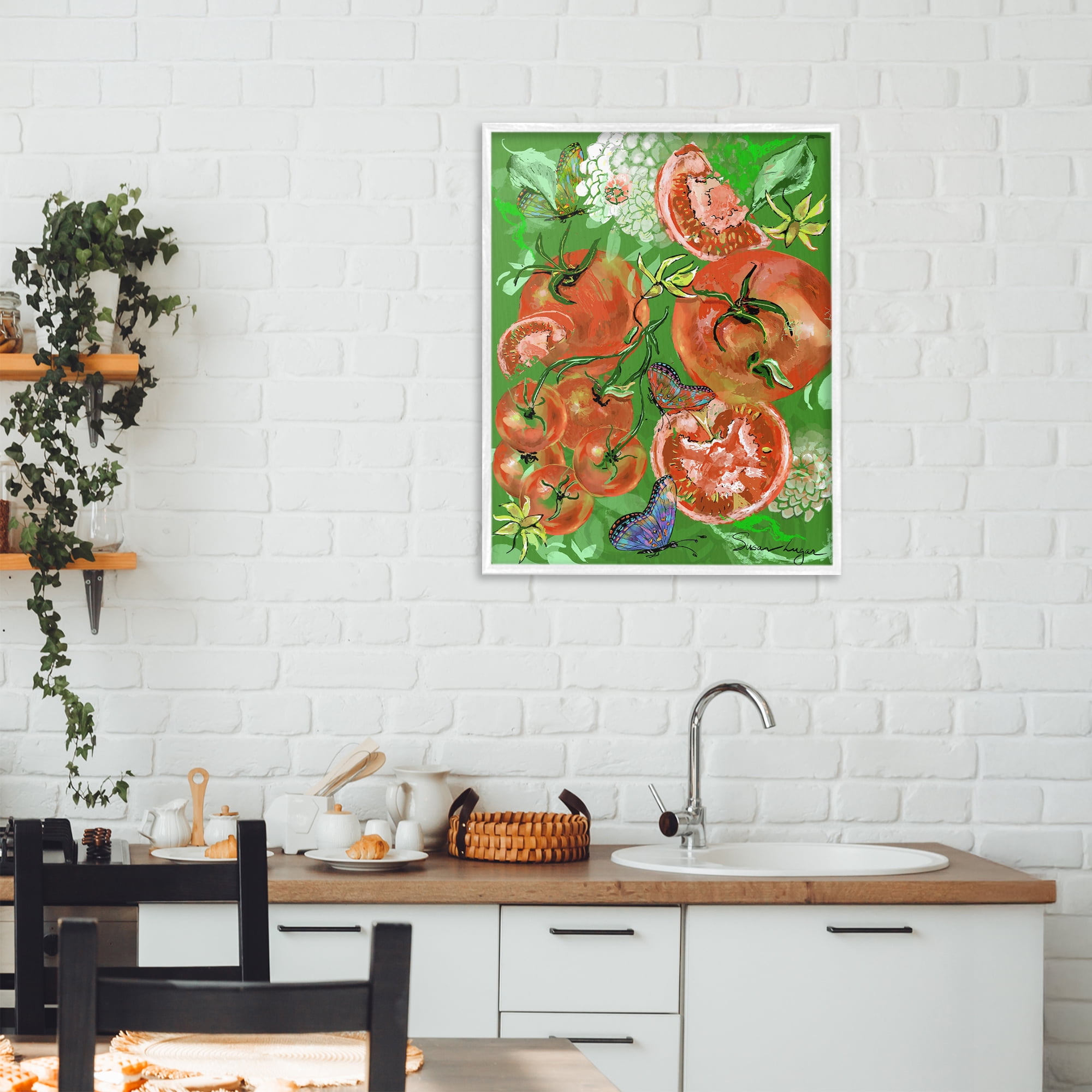 Stupell Industries Tomatoes Swirl Collage White Framed Giclee Art, design by Susan Lugar