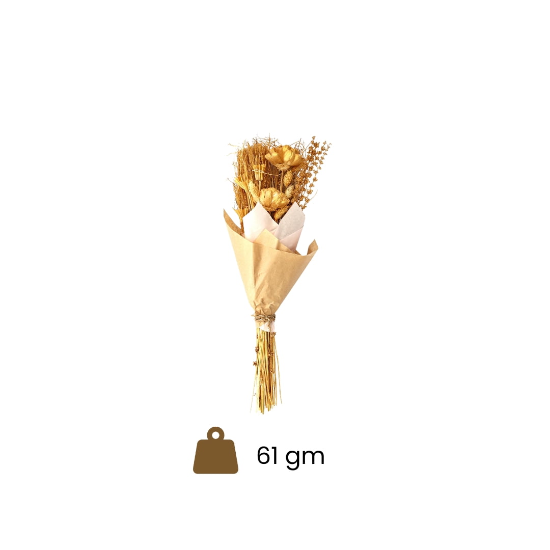 Rustic Dried Flower Bouquet in Kraft Paper Wrap – Handmade Golden Wheat & Bloom Arrangement for Home Decor & Gifting