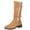 Brown, variant on Viluyesy Womens Knee High Boots Faux Fur Trim Double Buckle Low Heel Side Zipper Faux Suede Riding Style Comfortable Shoes Black Size 9.5