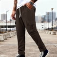 thumbnail image 2 of YABCSAZ Mens Corduroy Cargo Pants Straight Leg Multi Pocket Joggers Elastic Waist Drawstring Casual Work Trousers Loose Fit Cotton Blend Outdoor Streetwear Pants with Pockets, 2 of 10