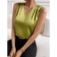 thumbnail image 4 of CHUMUD Womens Satin Tank Tops V Neck Pleated Sleeveless Business Casual Outfit Summer Dressy Work Blouse, 4 of 7