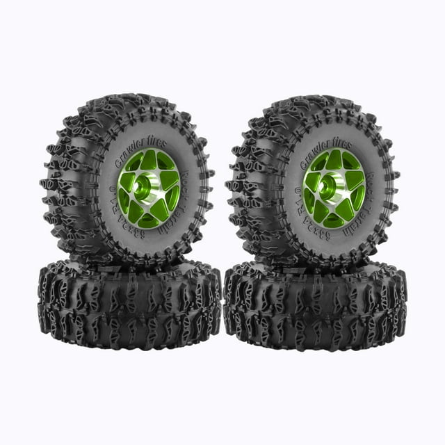 HILABEE 4 Pieces 1/18 1/24 RC Tires Rally Tyres for SCX24 Fcx24 RC Hobby Car DIY Green