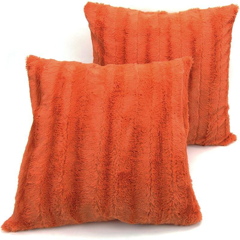 Cheer Collection Faux Fur Square Decorative Pillow 18x18 (Set of 2), 1 -  Baker's