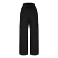 thumbnail image 5 of Htigea Linen Pants for Womens Elastic High Waisted Palazzo Pants Casual Wide Leg Long Lounge Pant Trousers with Pocket Black,L, 5 of 6