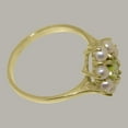 thumbnail image 4 of LBG British Made 18k Yellow Gold Natural Peridot & Cultured Pearl Womens Anniversary Ring - 33 size options - Size 9.25, 4 of 6
