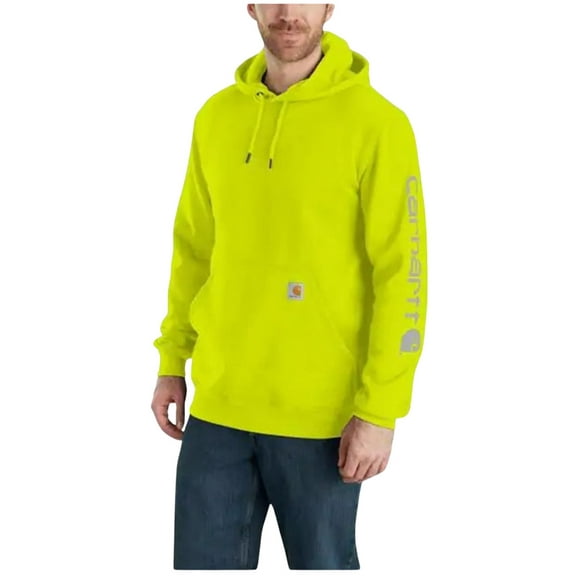 Carhartt Men's Loose Fit Midweight Logo Sleeve Graphic Hooded Sweatshirt Bright Green Large US
