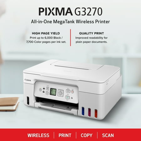 Canon - PIXMA MegaTank G3270 Wireless All-In-One SuperTank Inkjet Printer - White