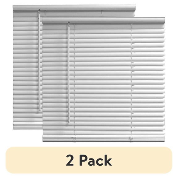 (2 pack) 1" Cordless Vinyl Room Darkening Blinds, White, 31"W x 72"L